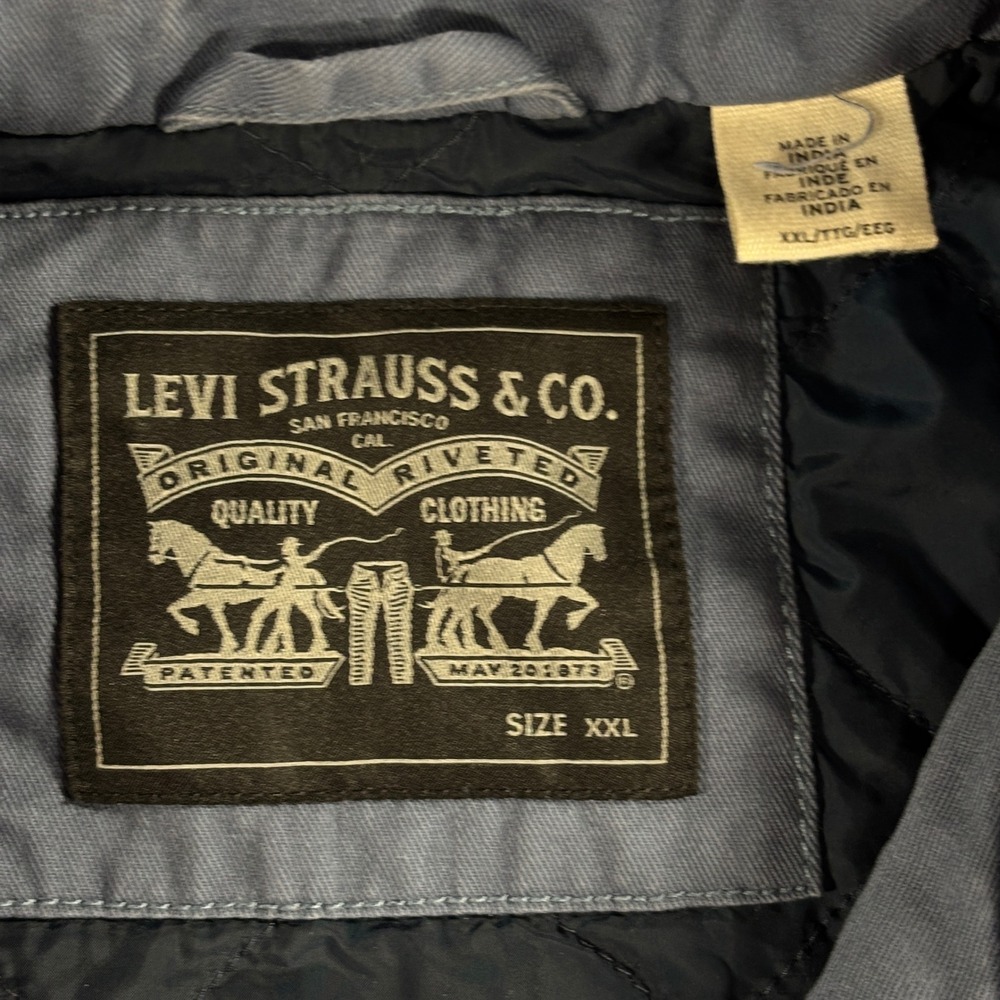 Levi Strauss Men's XXL Miramar Millitary Jacket Blue Grey Cotton Quilted Lining - Picture 7 of 10